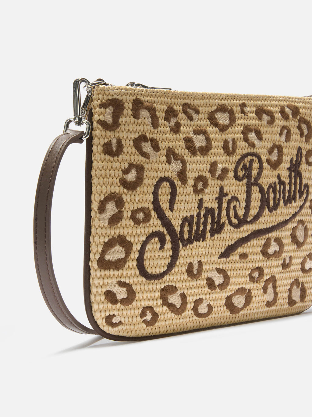 Parisienne pouch con fantasia leopardata ricamata e trcolla removibile