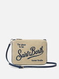 Pochette Parisienne effetto paglia con logo ricamato