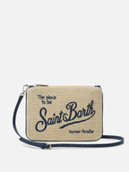 Pochette Parisienne effetto paglia con logo ricamato