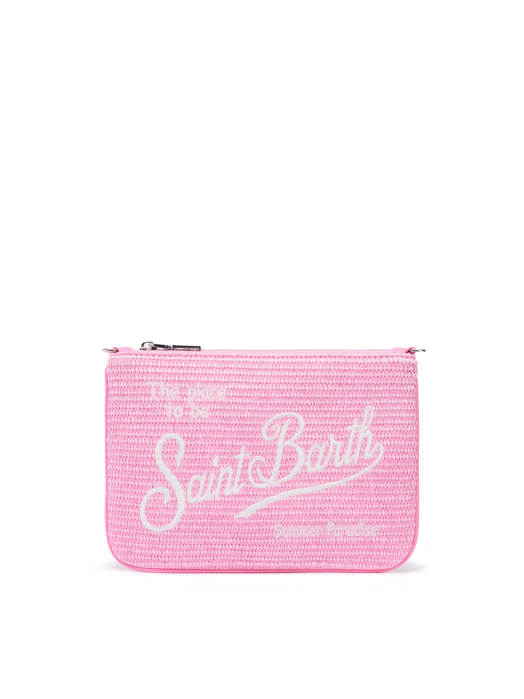 Pochette Parisienne effetto paglia con logo ricamato