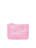 Pochette Parisienne effetto paglia con logo ricamato