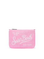 Pochette Parisienne effetto paglia con logo ricamato