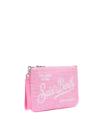 Pochette Parisienne effetto paglia con logo ricamato