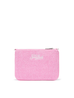 Pochette Parisienne effetto paglia con logo ricamato