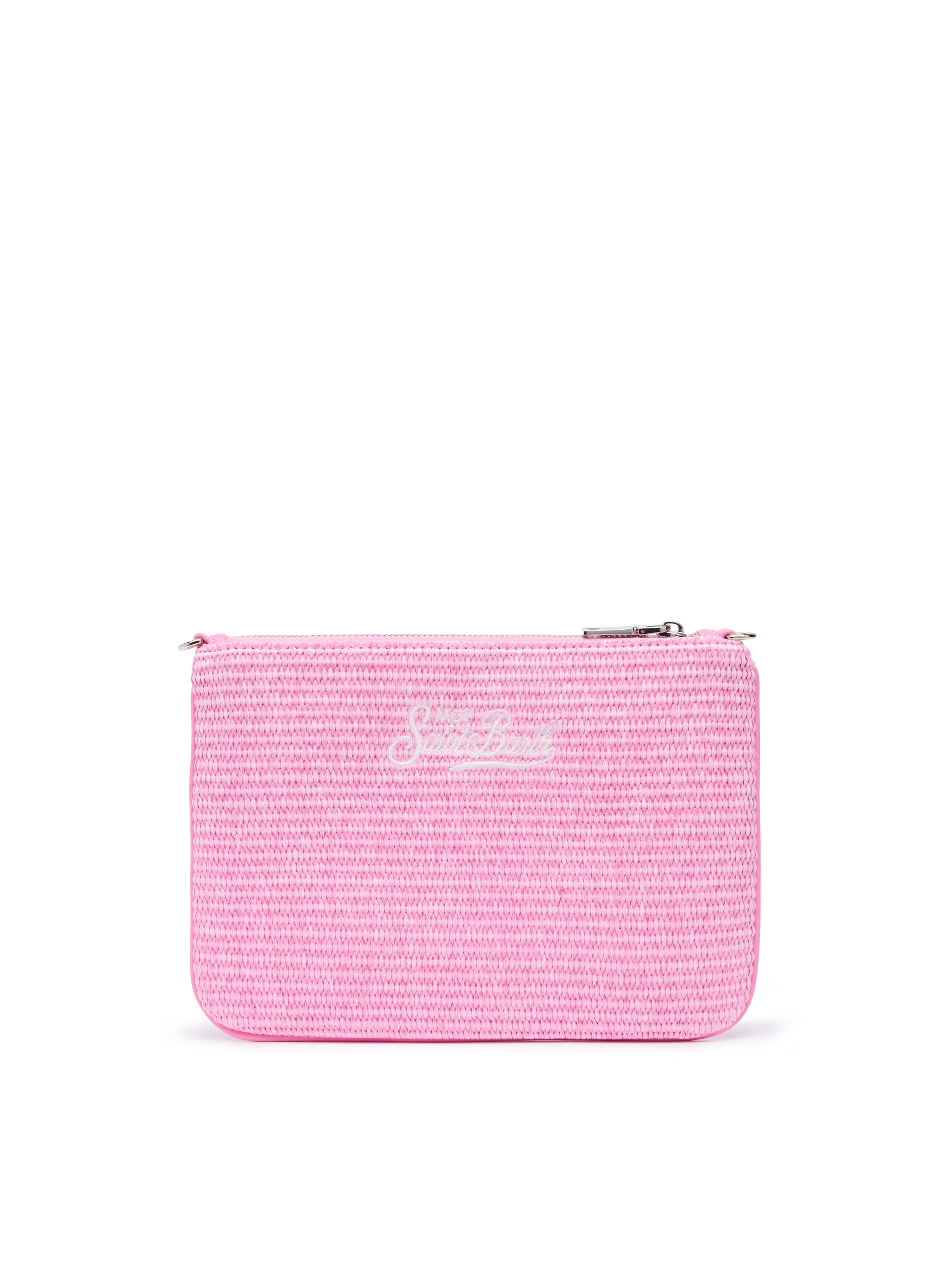 Pochette Parisienne effetto paglia con logo ricamato