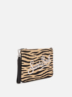 Parisienne pouch con fantasia zebrata ricamata e tracolla removibile