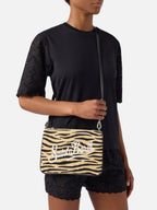 Parisienne pouch con fantasia zebrata ricamata e tracolla removibile