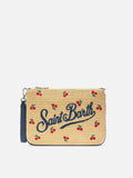 Parisienne pouch con fantasia ciliegie ricamata e tracolla removibile