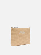Pochette Parisienne effetto paglia con logo ricamato