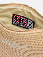 Pochette Parisienne effetto paglia con logo ricamato