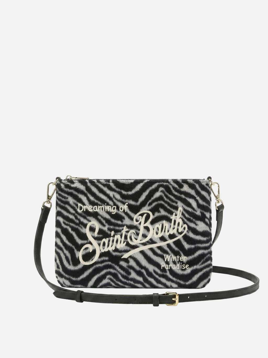 Borsa crossbody Parisienne Felt in misto lana zebrata