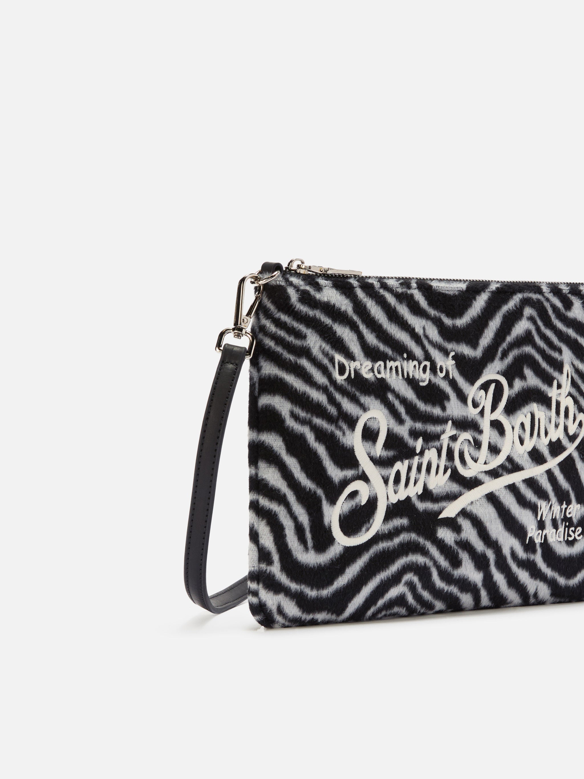 Borsa crossbody Parisienne Felt in misto lana zebrata