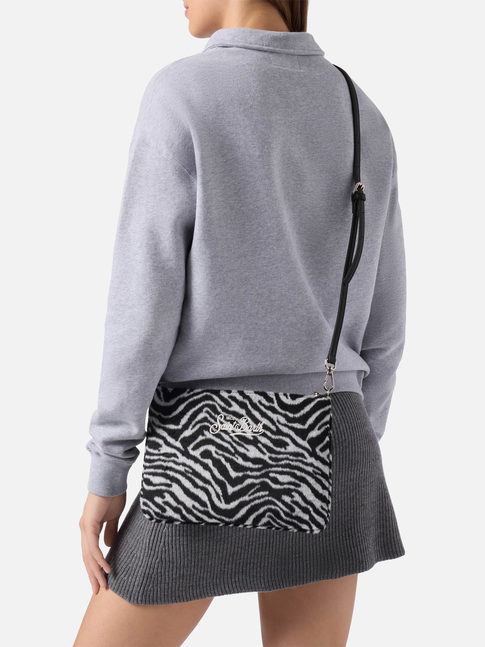 Borsa crossbody Parisienne Felt in misto lana zebrata