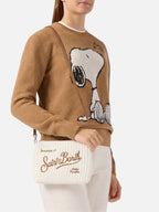Borsa crossbody Parisienne Wool Rib in misto lana a coste bianca