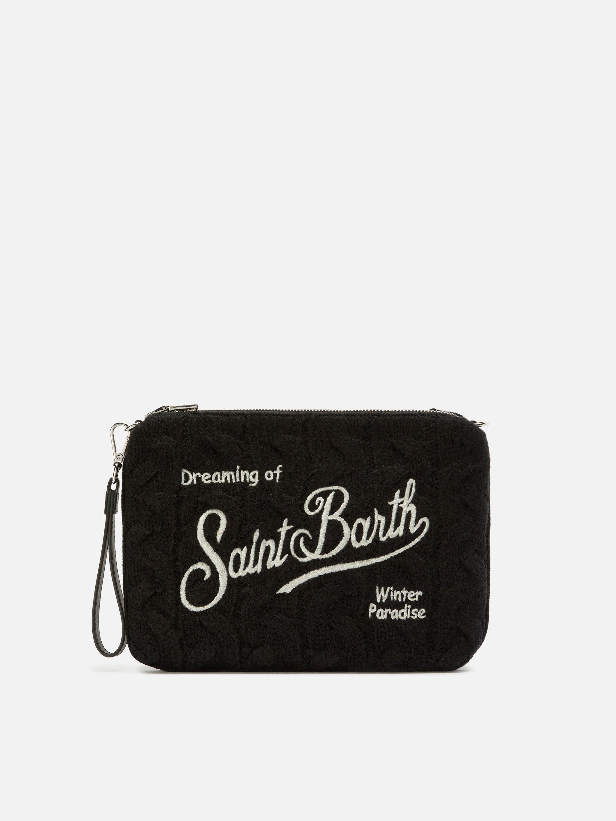 Borsa crossbody Parisienne Wool Braid in misto lana a trecce nera