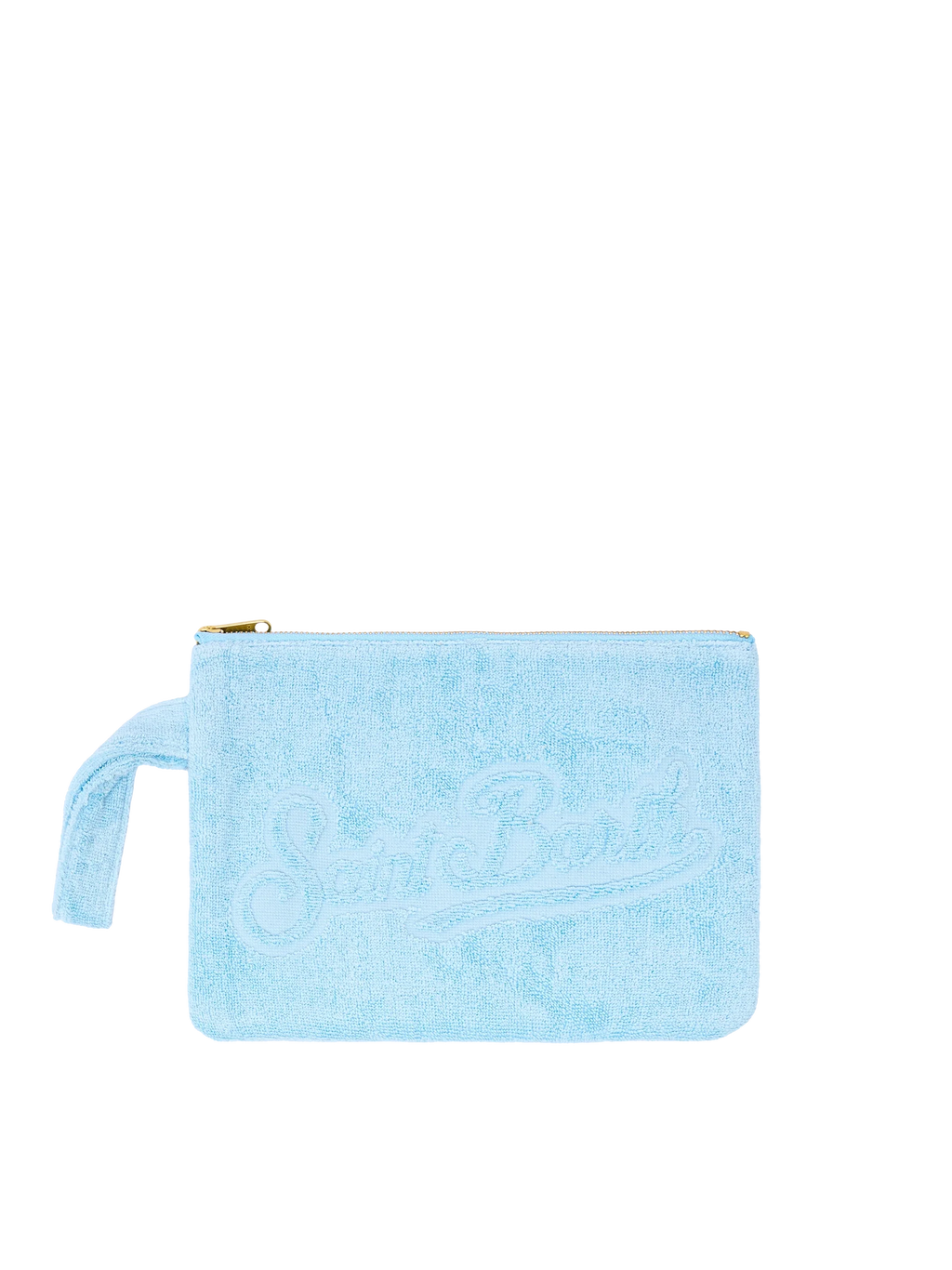 Pochette Pareasy azzurra con logo Saint Barth in jacquard