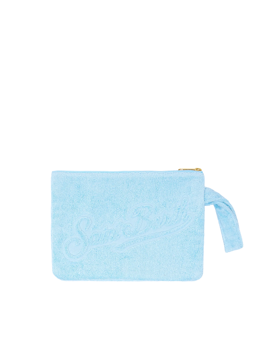 Pochette Pareasy azzurra con logo Saint Barth in jacquard