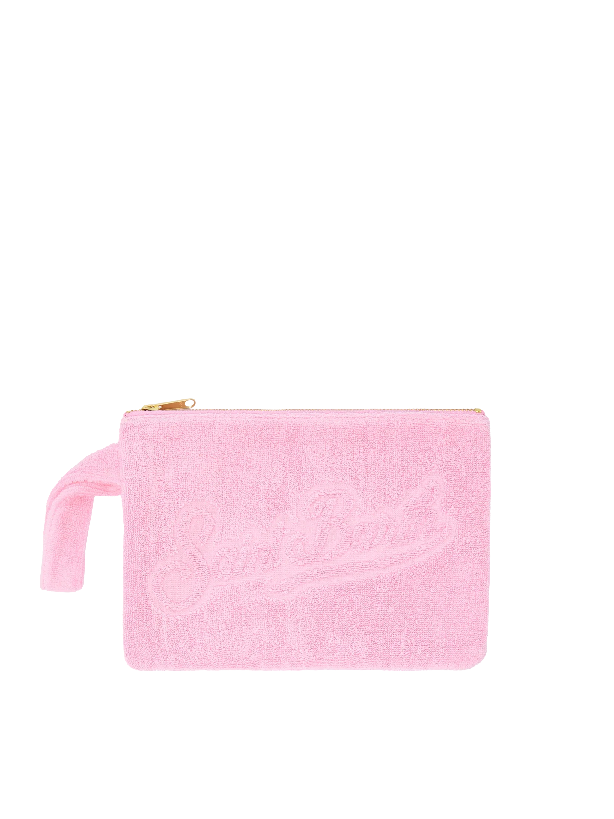 Pochette Pareasy rosa con logo Saint Barth in jacquard