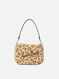 Mini Parisienne pouch leopardata ricamata con manico a spalla removibile