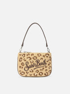 Mini Parisienne pouch leopardata ricamata con manico a spalla removibile