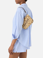 Mini Parisienne pouch leopardata ricamata con manico a spalla removibile