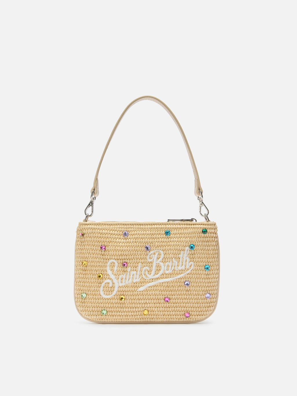 Mini Parisienne pouch con manico a spalla removibile e strass multicolor
