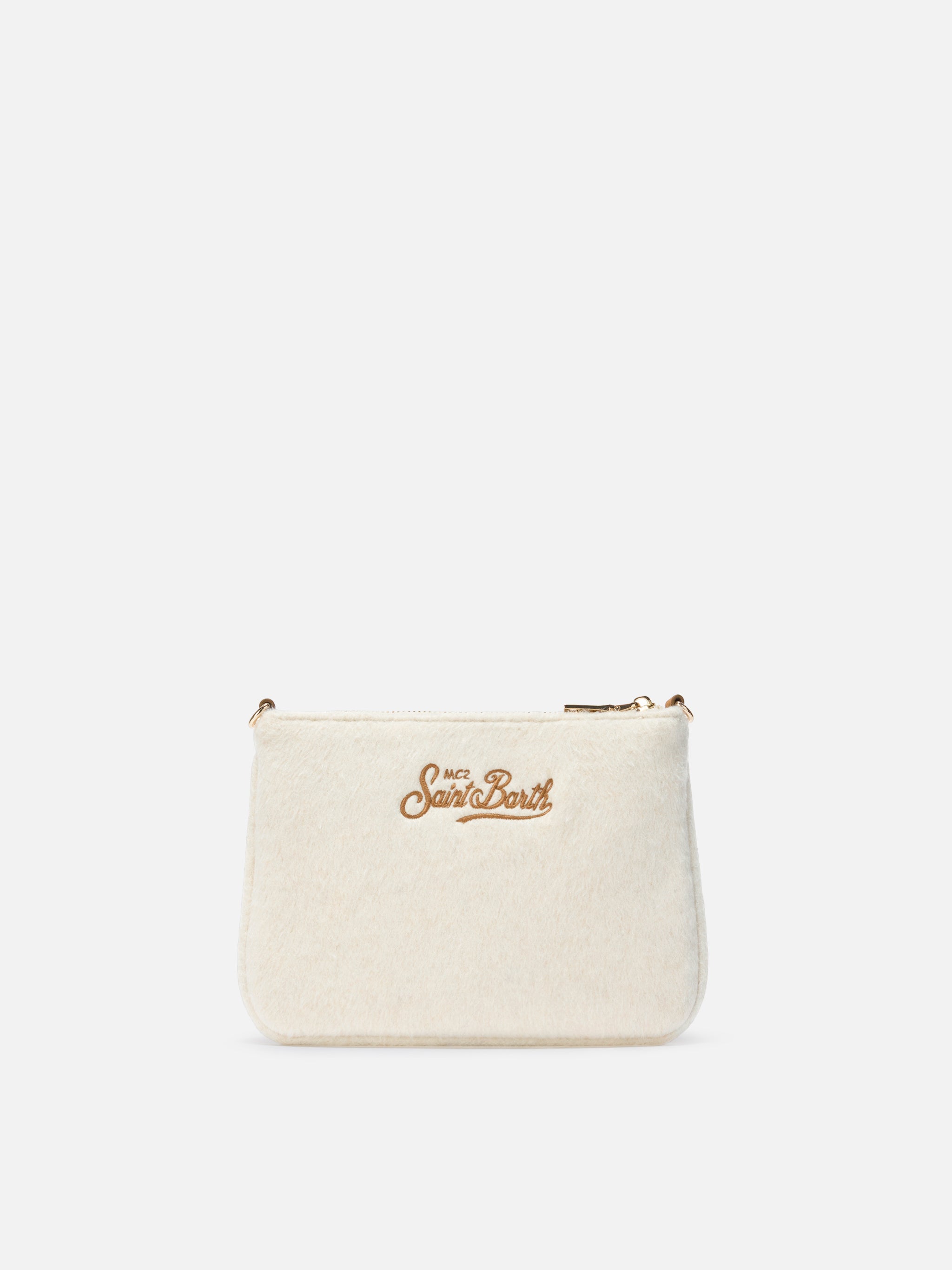 Borsetta a spalla Parisienne Mini Felt in misto lana bianco