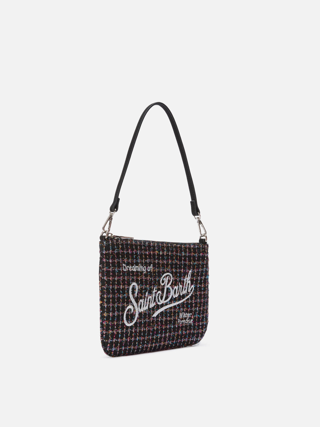 Borsetta a spalla Parisienne Mini Tweed nera shiny
