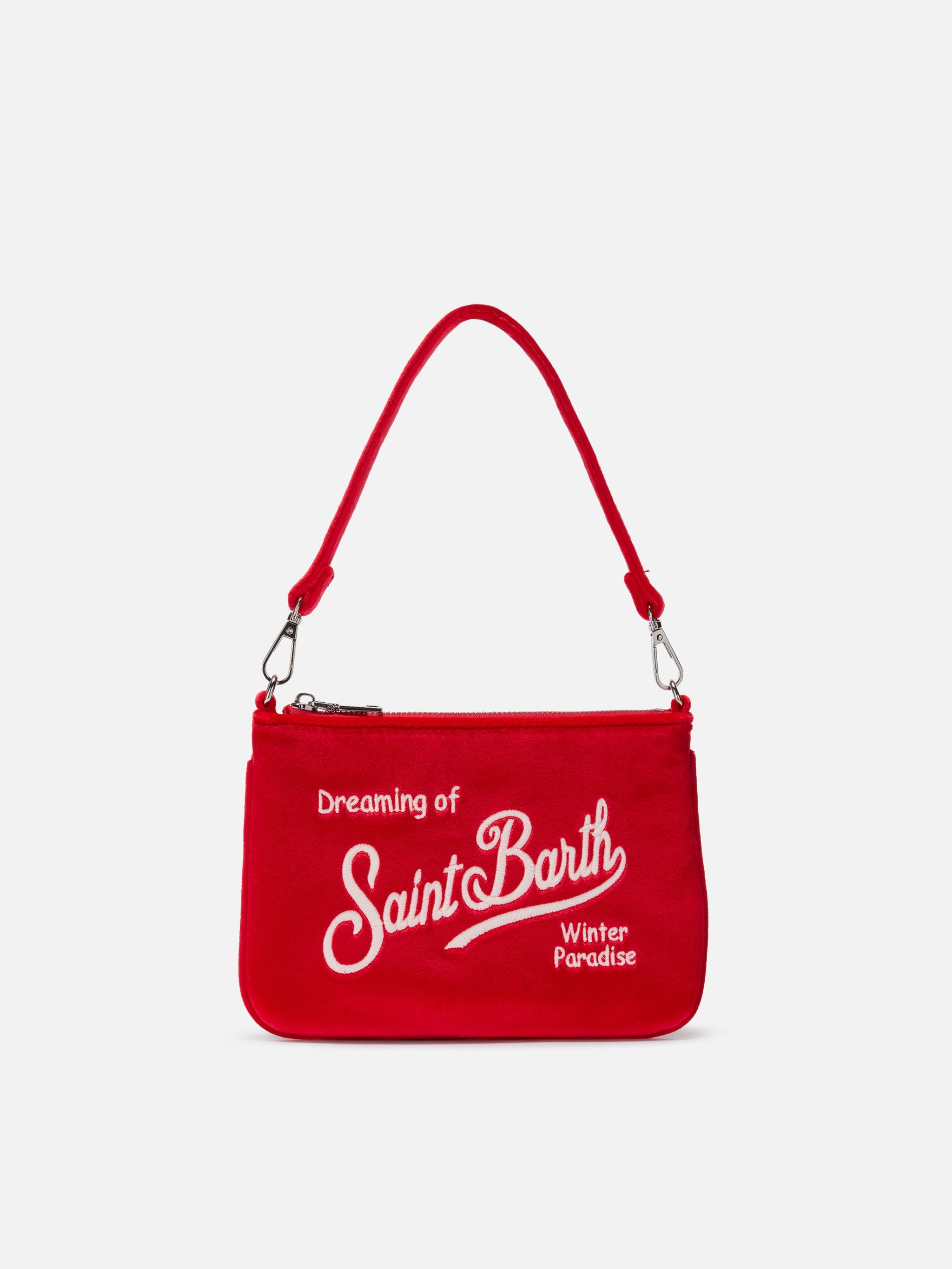 Borsetta a spalla Parisienne Mini Velvet rossa