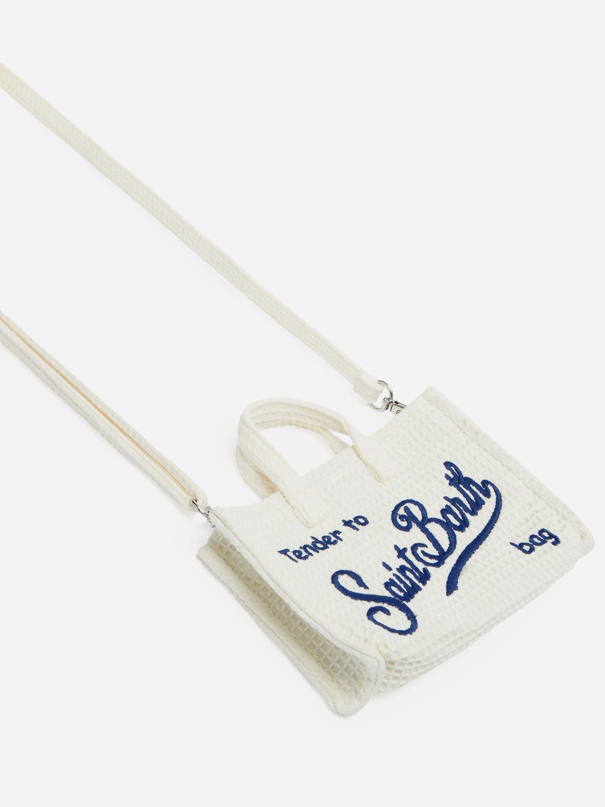 Phone Bag in cotone a nido d'ape beige