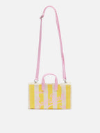 Phone Bag in canvas di cotone con stampa a righe gialle