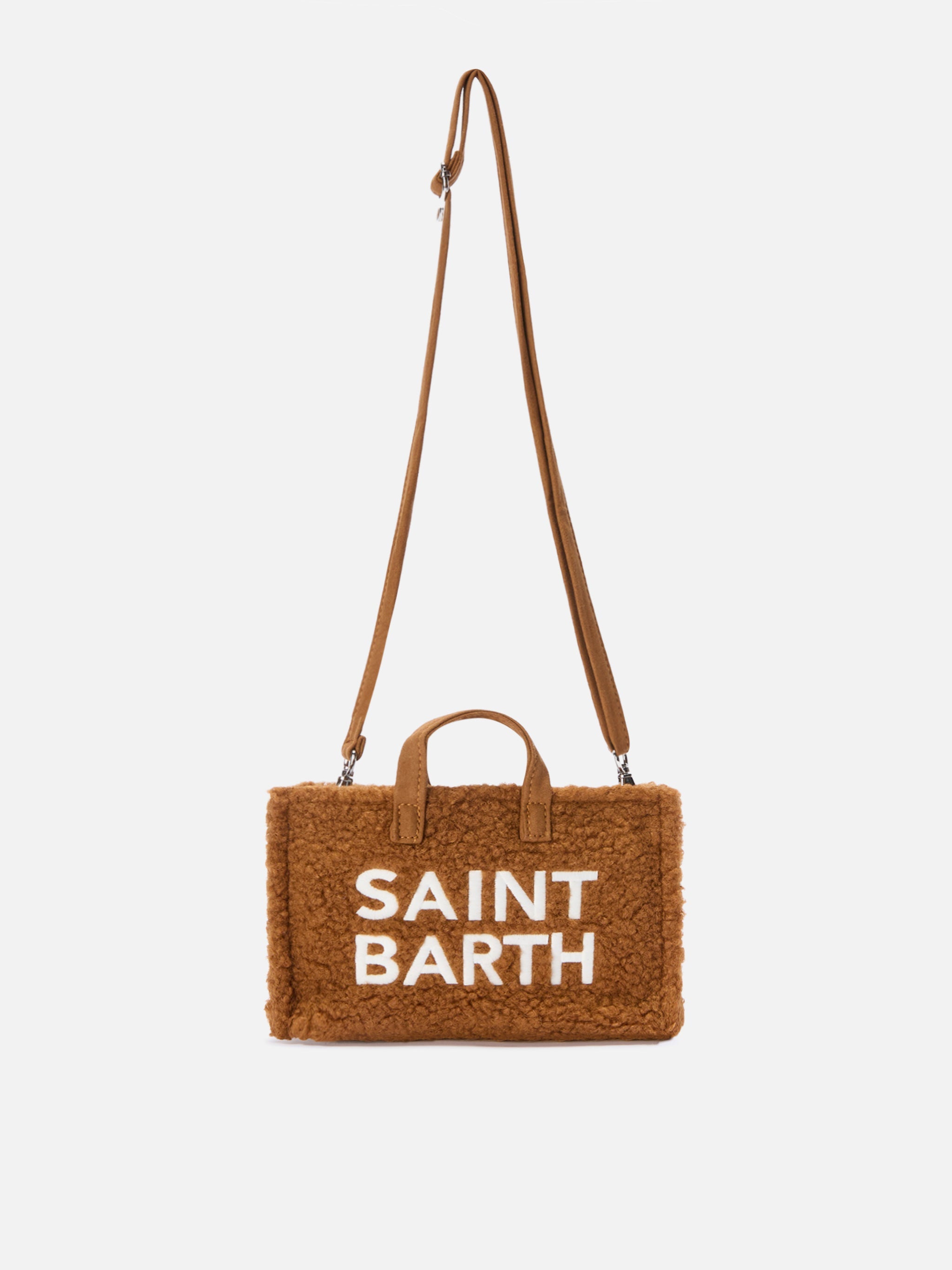 Mini borsa porta telefono Phone Bag Teddy in sherpa marrone
