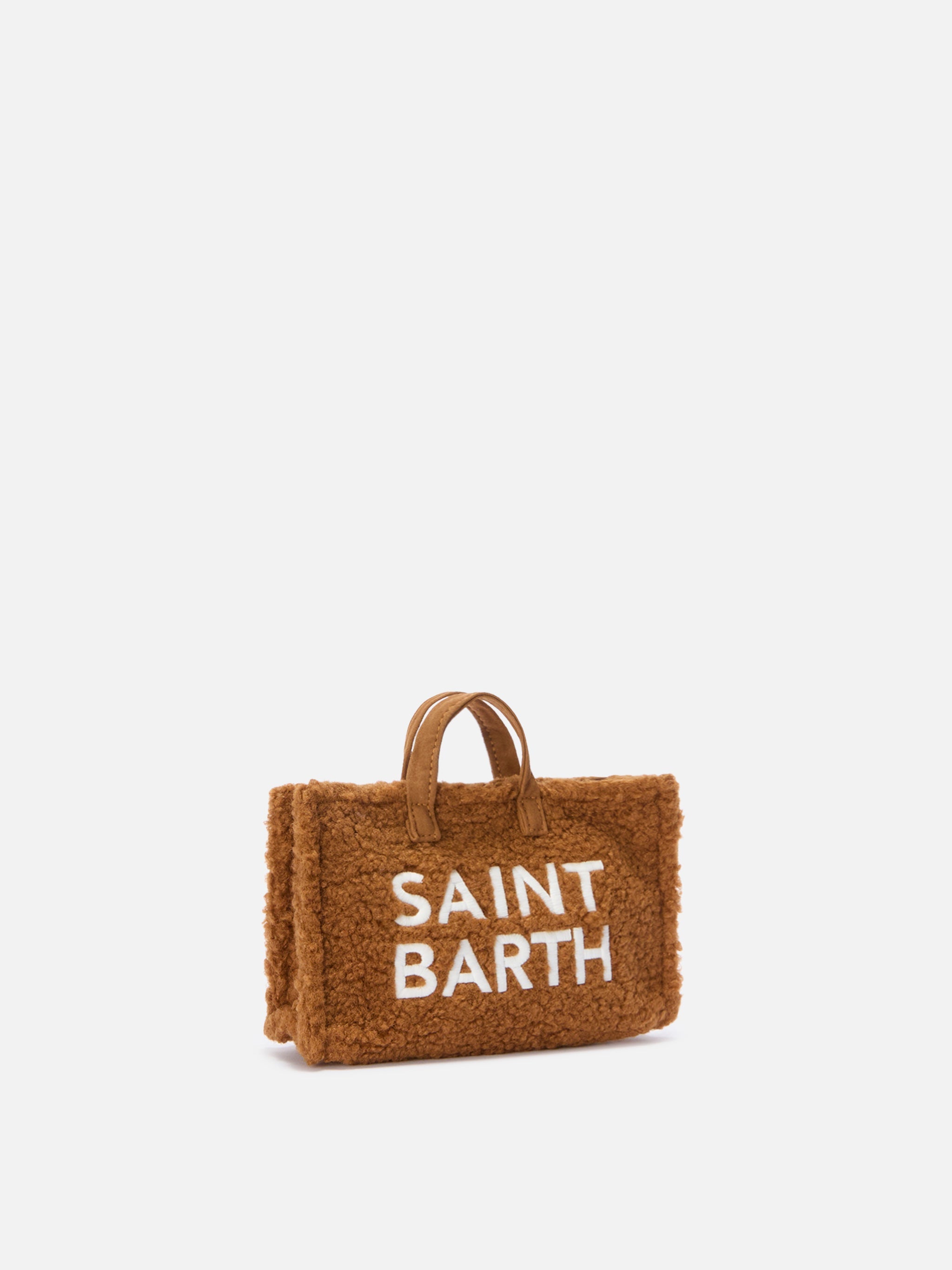 Mini borsa porta telefono Phone Bag Teddy in sherpa marrone