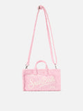 Borsa Phone micro effetto spugna con fantasia leopardata in rilievo
