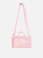 Borsa Phone micro effetto spugna con fantasia leopardata in rilievo