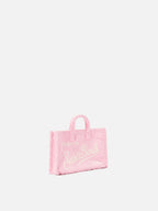 Borsa Phone micro effetto spugna con fantasia leopardata in rilievo