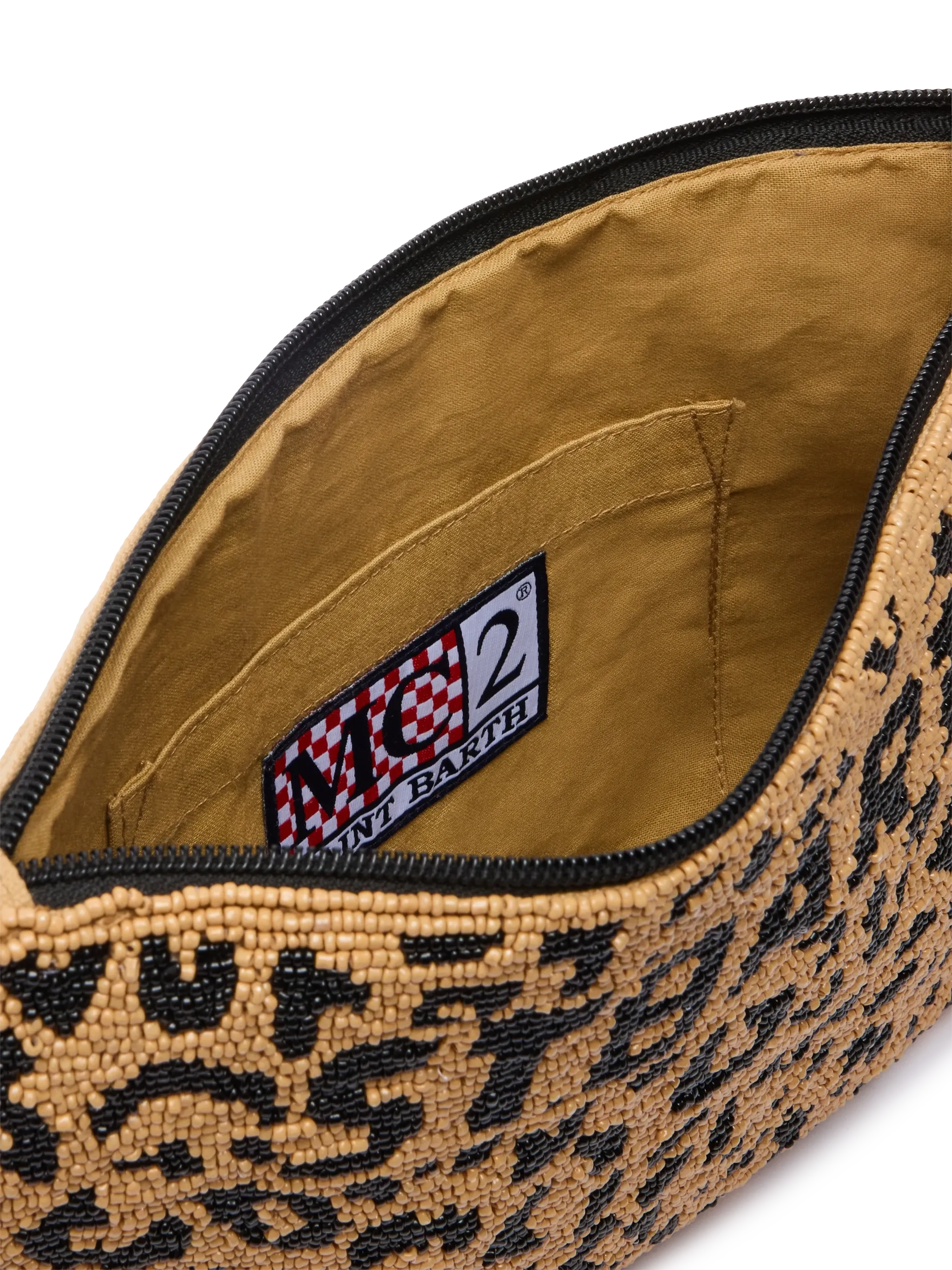 Pouch Pearl con fantasia leopardata in perline