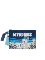 Pearl Pouch con design cartolina Mykonos  in perline