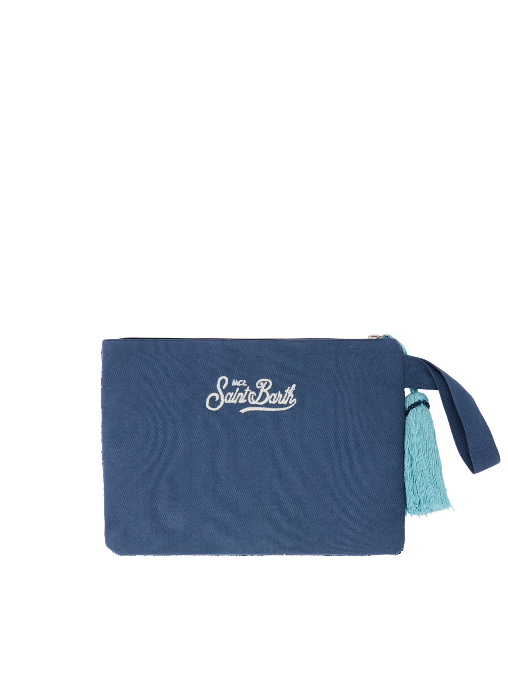 Pearl Pouch con design cartolina Mykonos  in perline
