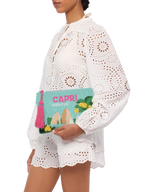 Pearl Pouch con design cartolina Capri  in perline