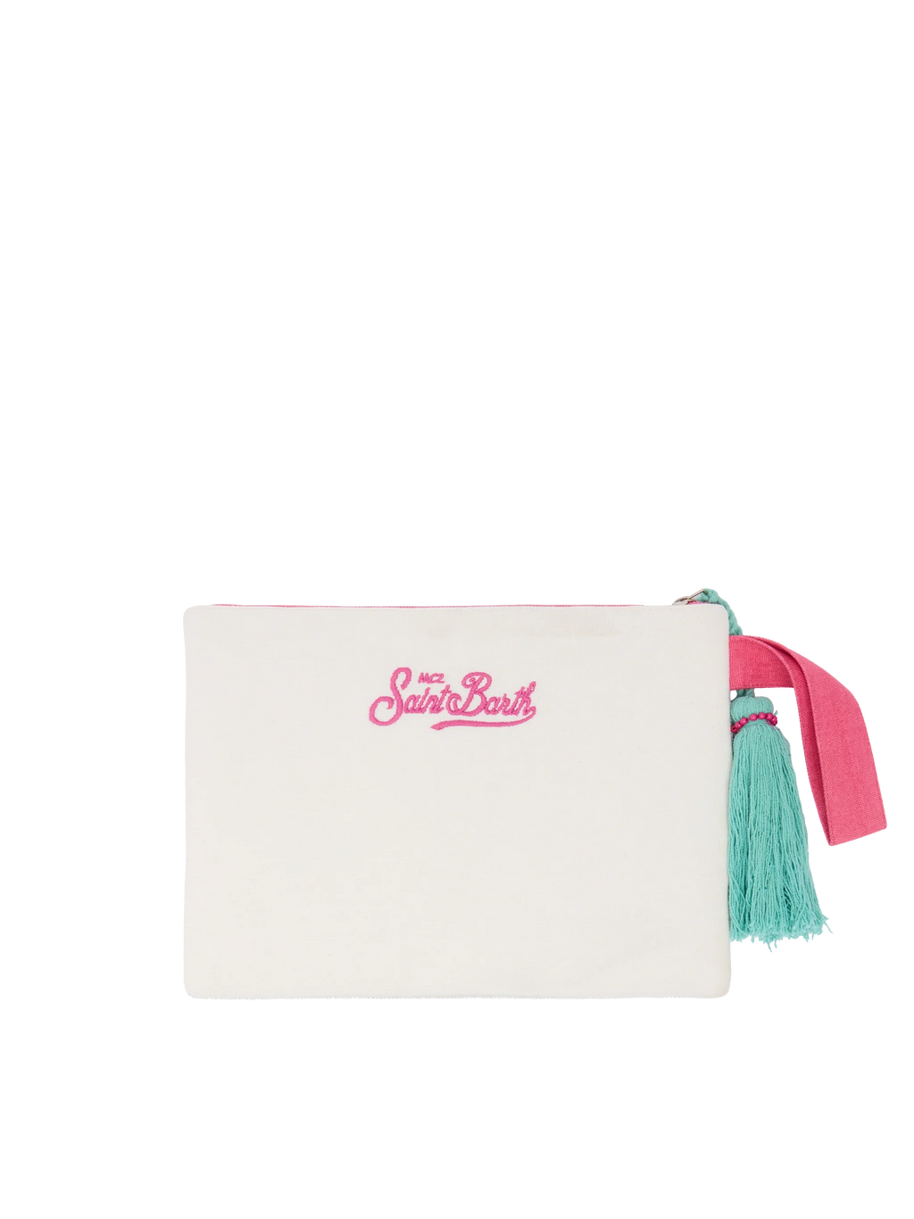 Pearl Pouch con design cartolina Formentera  in perline