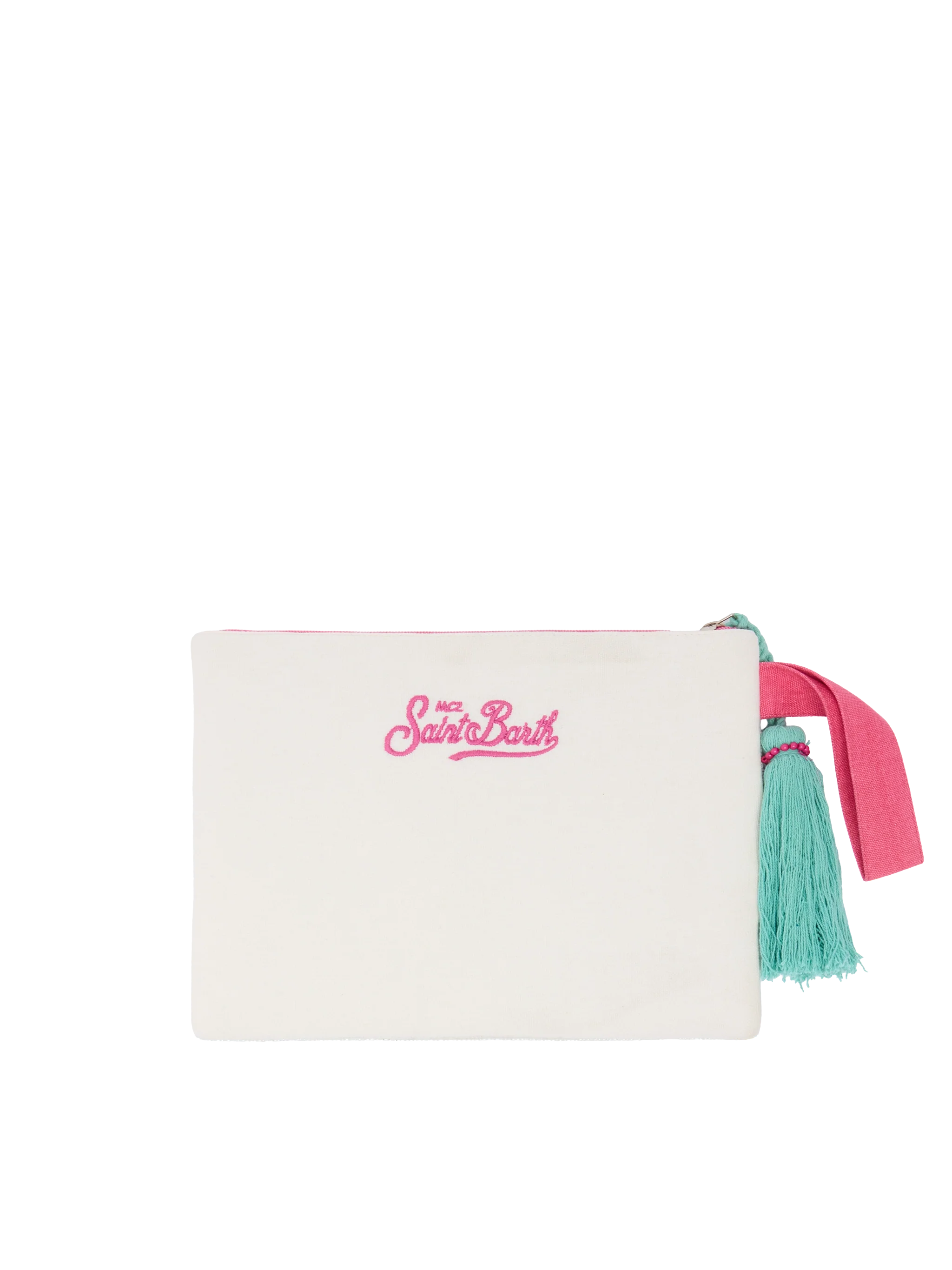 Pearl Pouch con design cartolina Formentera  in perline