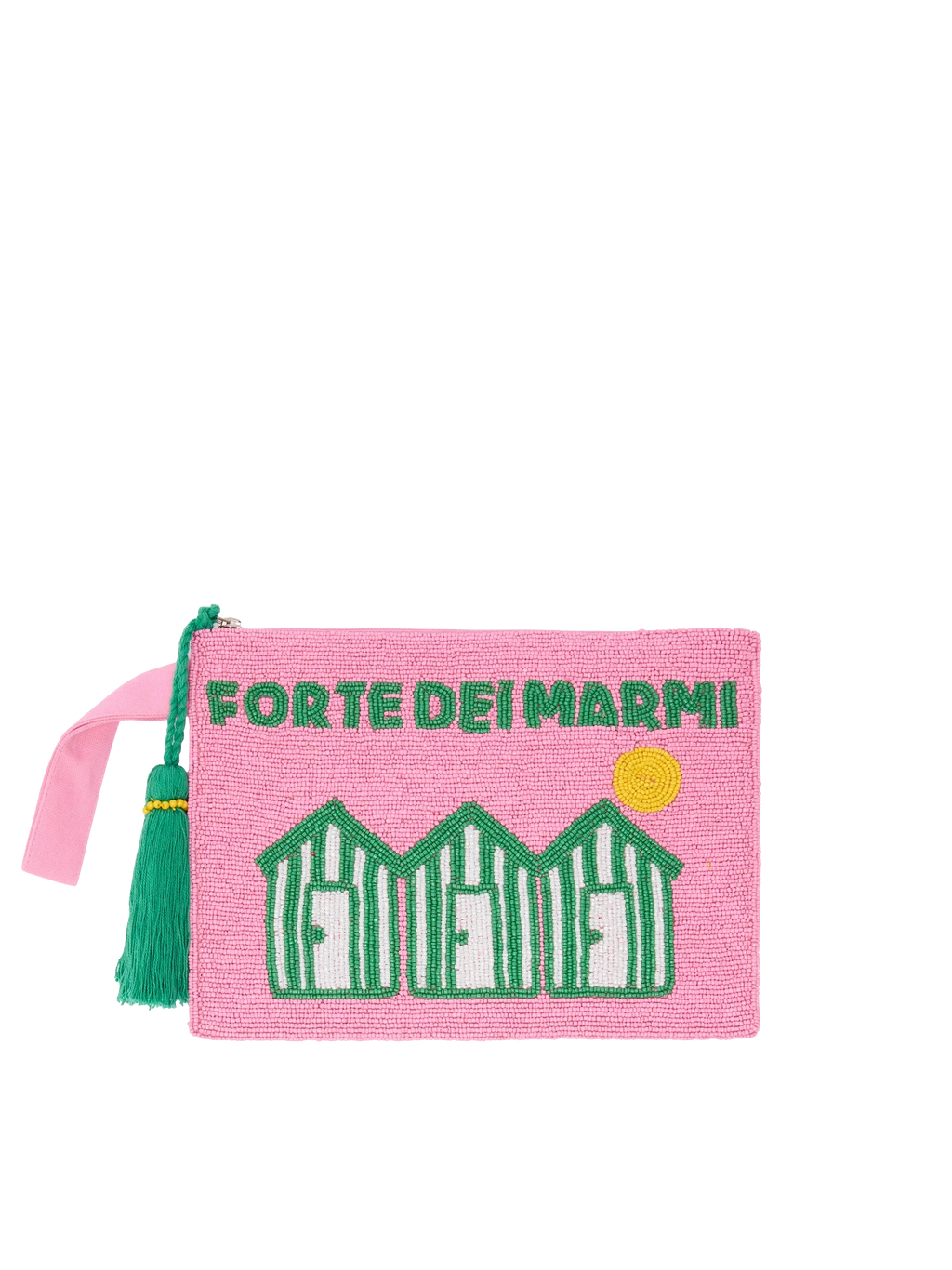 Pearl Pouch con design cartolina Forte dei Marmi  in perline