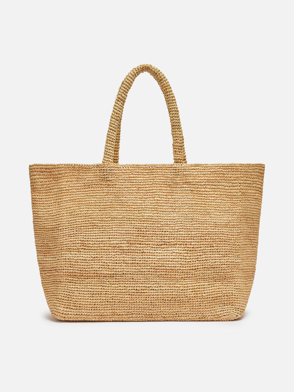 Borsa Beach in raffia con logo ricamato a contrasto nero