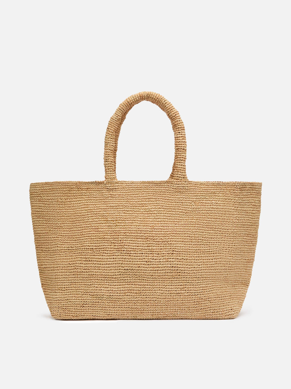Rafia Beach Bag beige con pochette interna in cotone e ricamo Ibiza