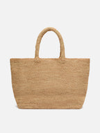 Rafia Beach Bag beige con pochette interna in cotone
