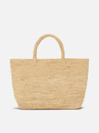 Borsa Beach medium in raffia con logo ricamato