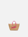 Rafia City Micro Bag beige con ricamo Saint Barth