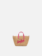Rafia City Micro Bag beige con ricamo Saint Barth