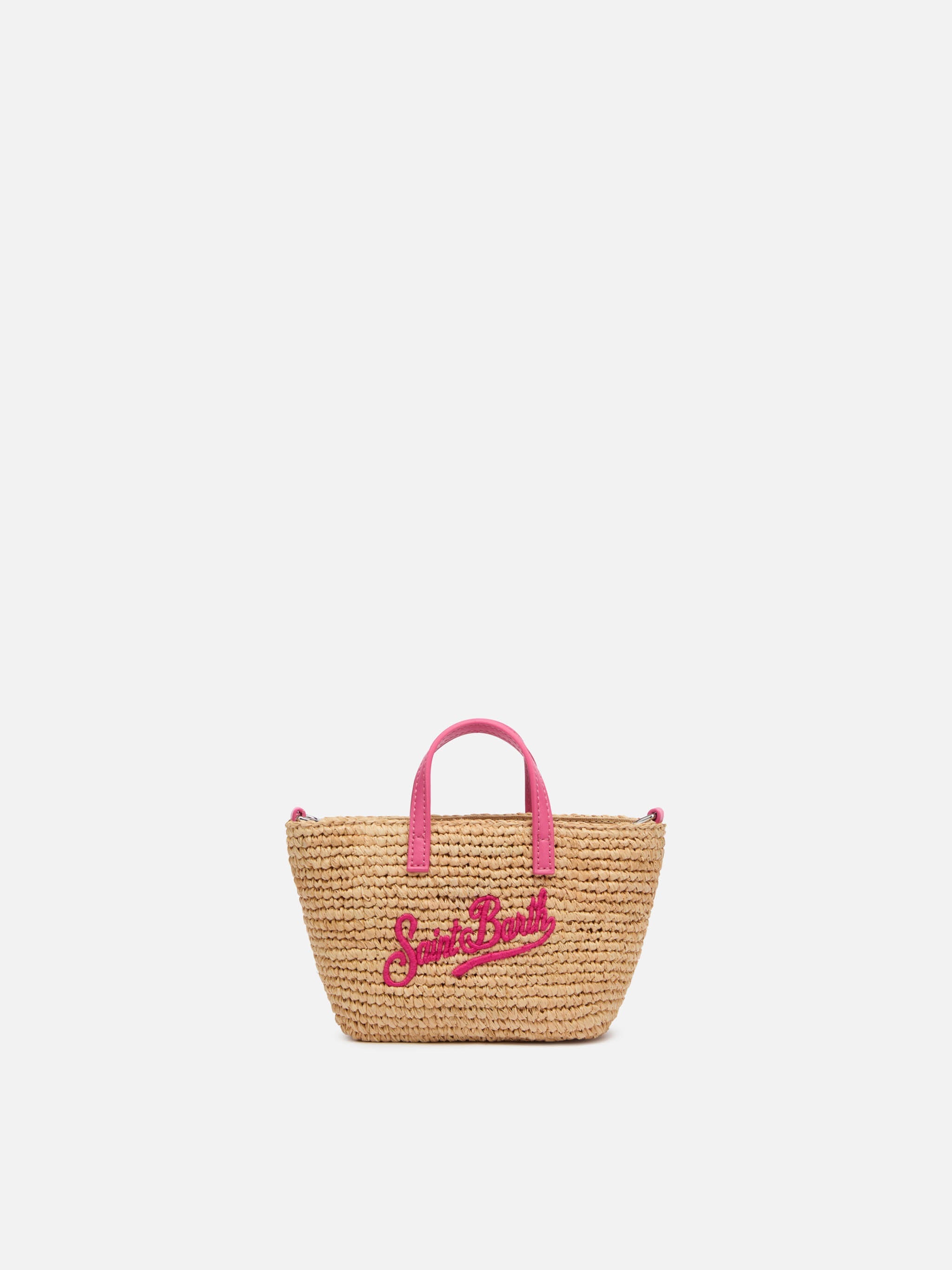 Rafia City Micro Bag beige con ricamo Saint Barth